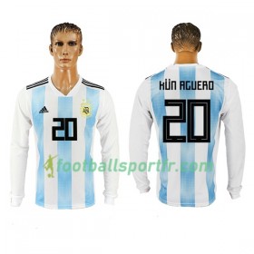 Tenue Argentine Kun Aguero 20 Domicile Coupe du monde 2018 Maillot de Foot ML